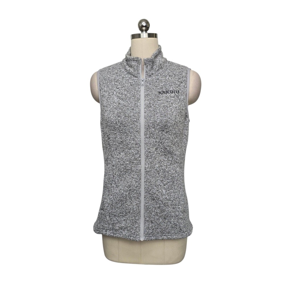 KUIU Base Camp Sweater Fleece Vest Gray Marl Full Zip Mock Neck Womens Small